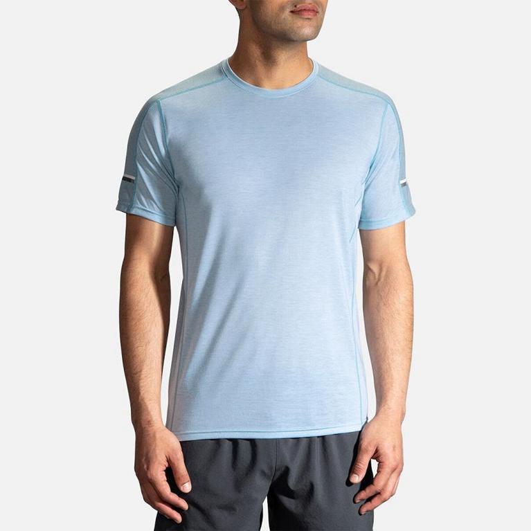 Brooks Distance Men's Short Sleeve Running Shirt - Blue (81950-ADQL)